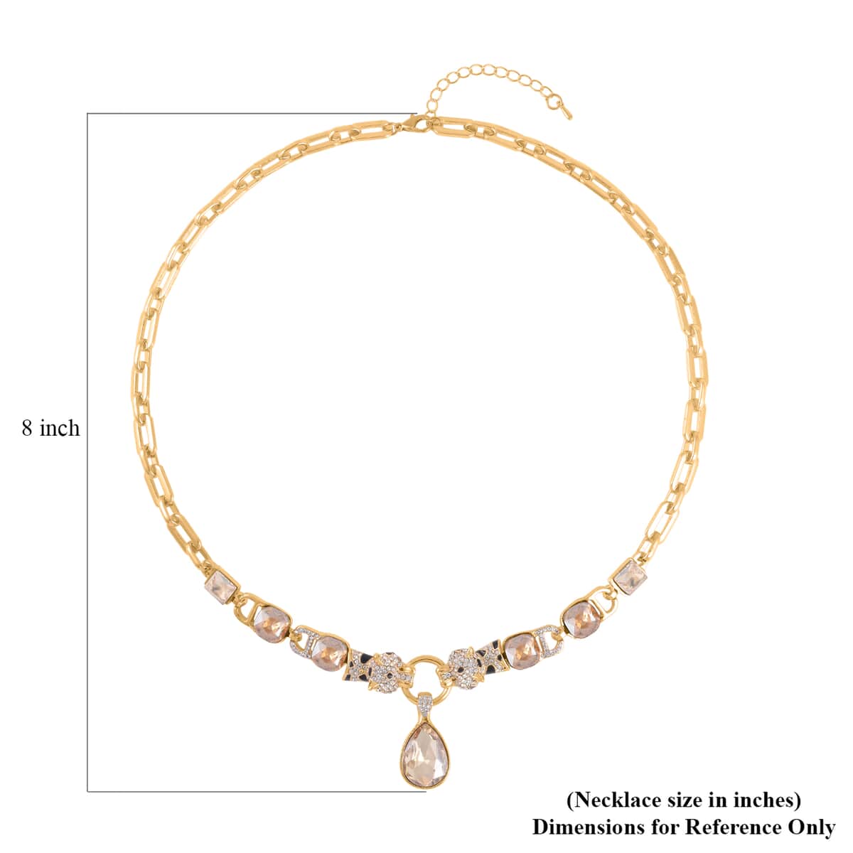 Champagne Glass and Austrian Crystal Enameled Necklace 20.5-22.5 Inches in Goldtone image number 4