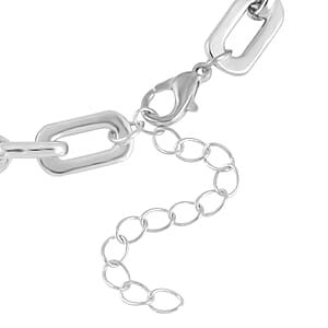 Blue Glass and Austrian Crystal Enameled Necklace 20.5-22.5 Inches in Silvertone