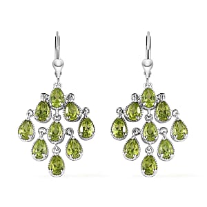 Premium Peridot Chandelier Earrings in Platinum Over Sterling Silver 8.00 ctw
