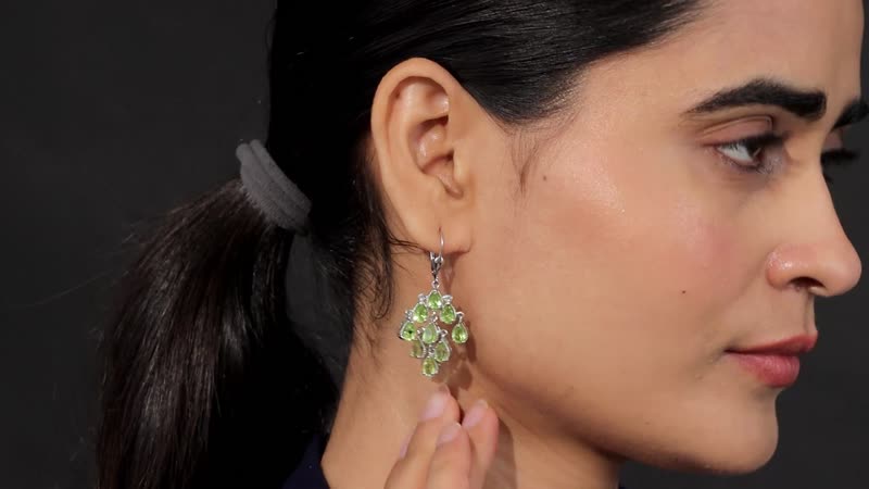 Premium Peridot Chandelier Earrings in Platinum Over Sterling Silver 8.00 ctw