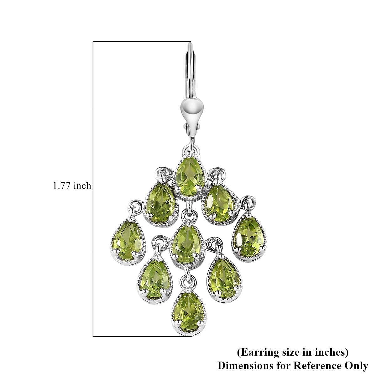 Premium Peridot Chandelier Earrings in Platinum Over Sterling Silver 8.00 ctw image number 4