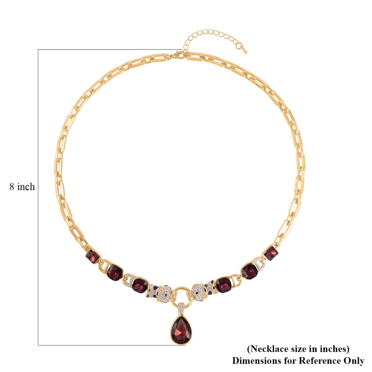 Burgundy Glass and Austrian Crystal Enameled Necklace 20.5-22.5 Inches in Goldtone image number 4