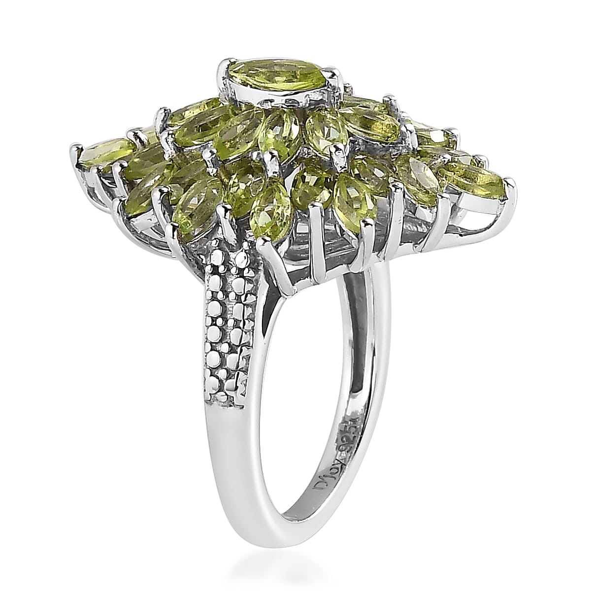 Premium Peridot Elongated Ring in Platinum Over Sterling Silver (Size 9.0) 3.35 ctw image number 3