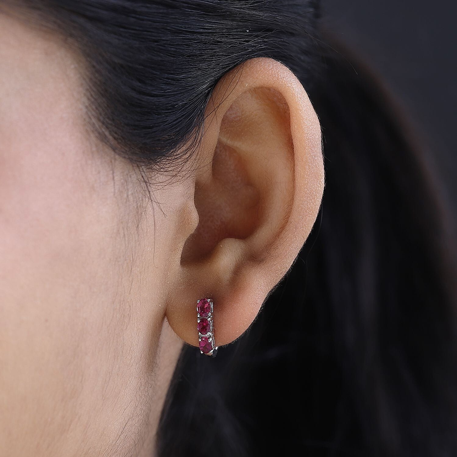 Ouro Fino Rubellite Hoop Earrings in Platinum Over Sterling Silver 0.75 ctw
