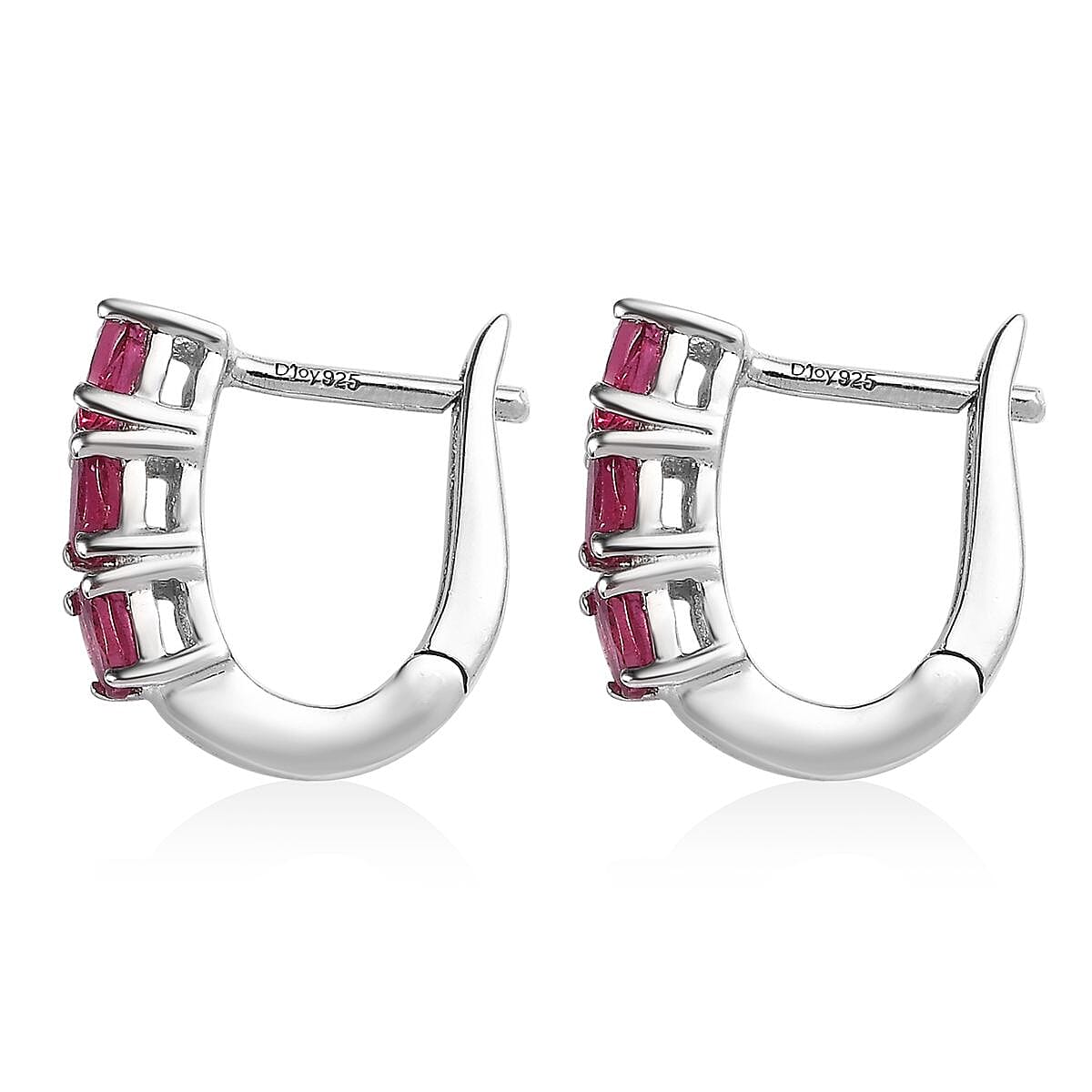 Ouro Fino Rubellite Hoop Earrings in Platinum Over Sterling Silver 0.75 ctw