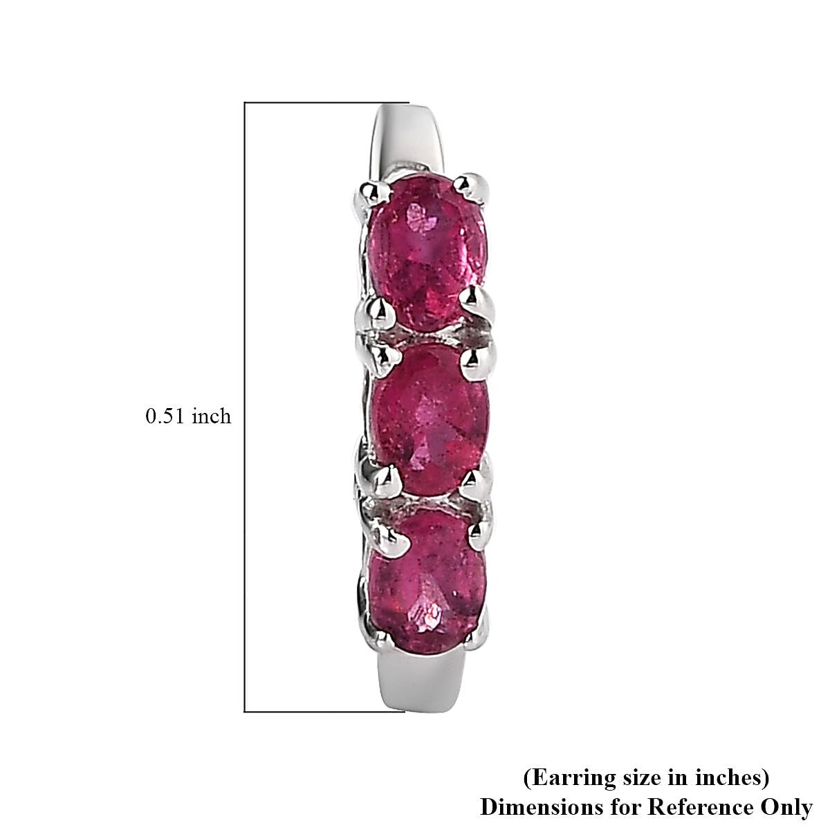 Ouro Fino Rubellite Hoop Earrings in Platinum Over Sterling Silver 0.75 ctw