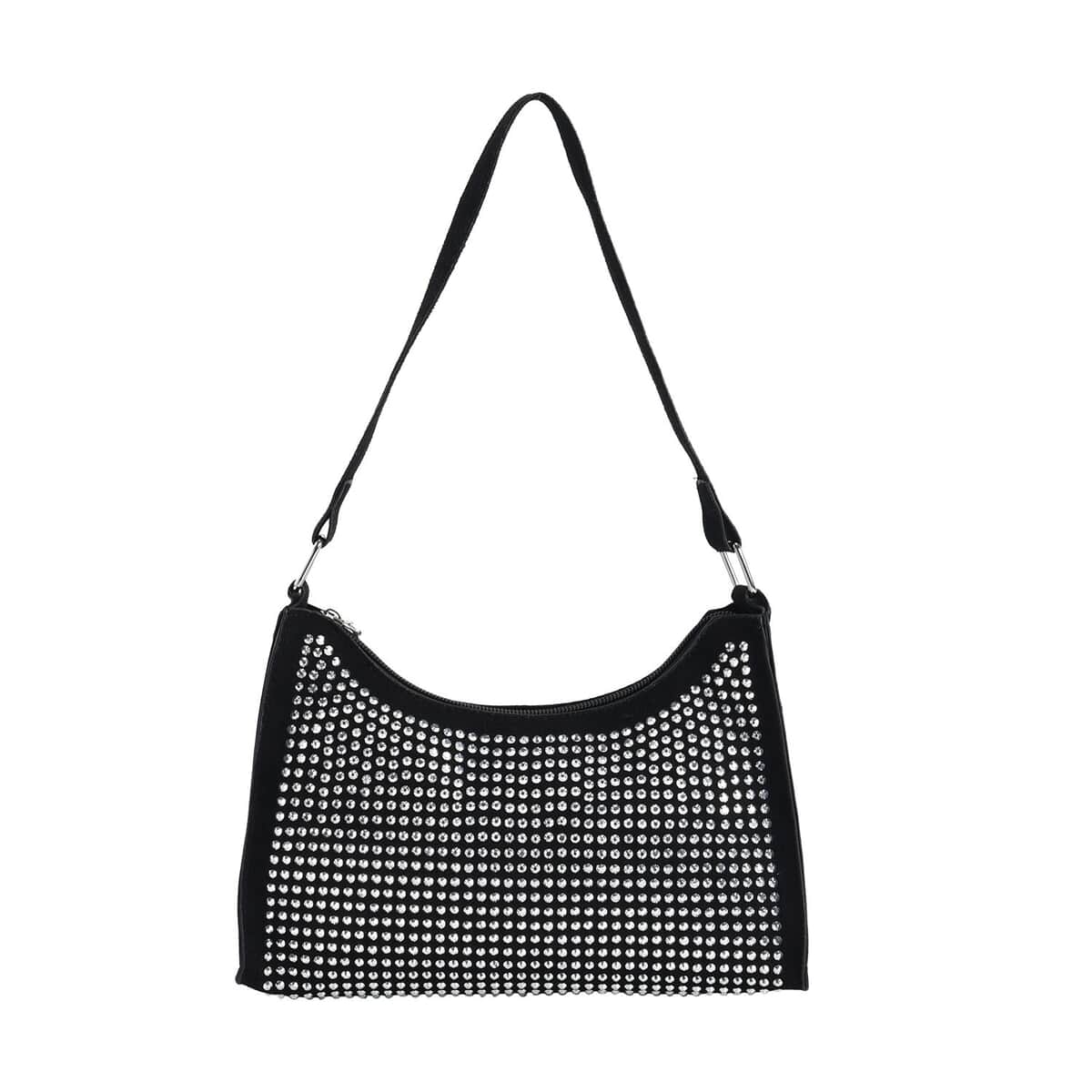 Black Faux Leather and Crystal Sling Bag image number 0