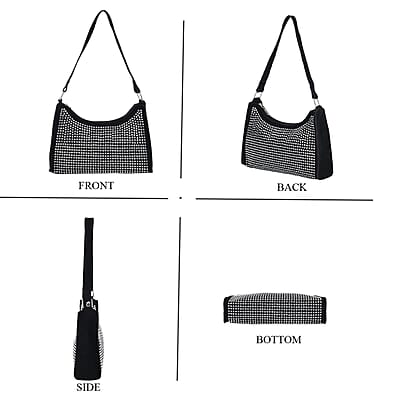 Black Faux Leather and Crystal Sling Bag