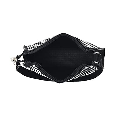 Black Faux Leather and Crystal Sling Bag