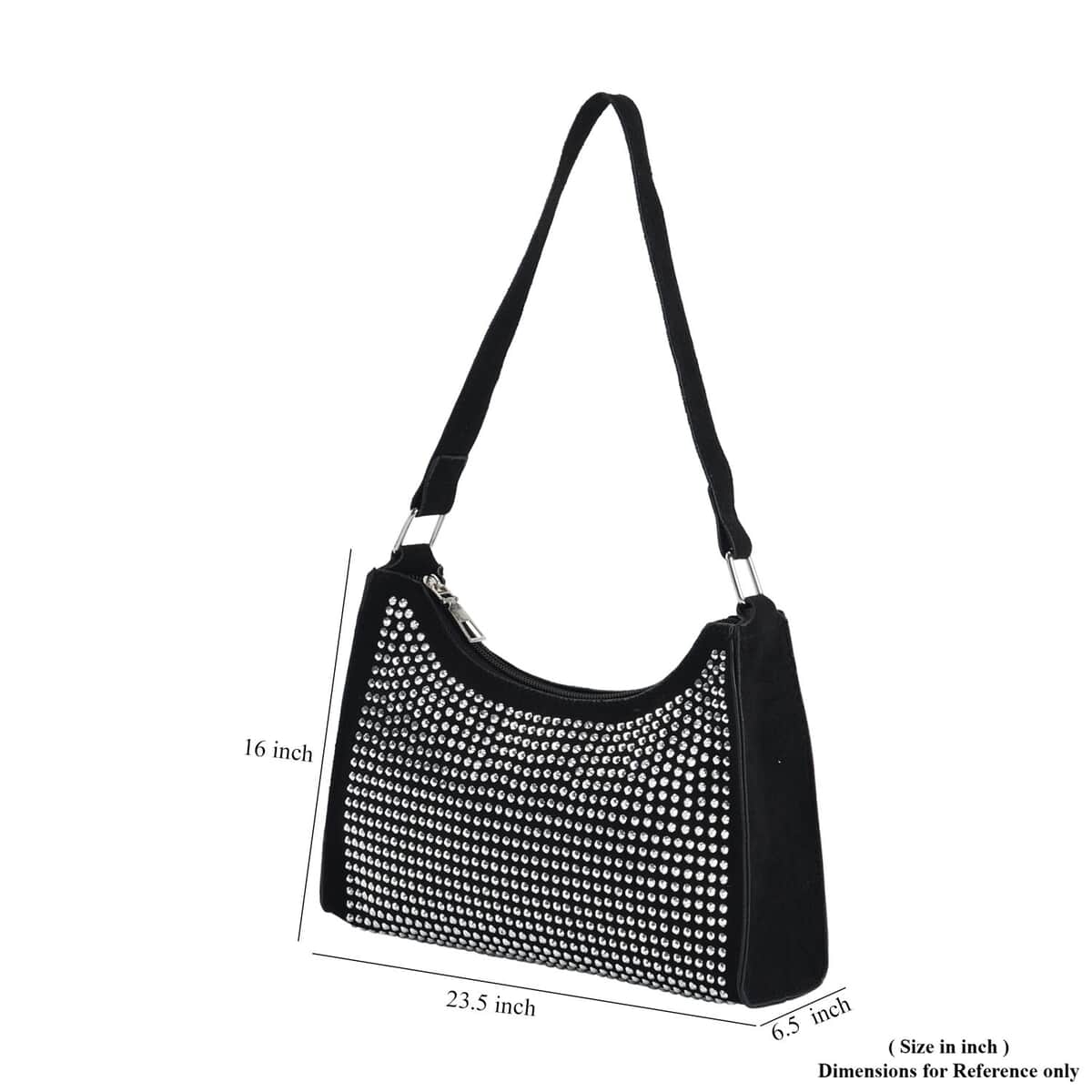 Black Faux Leather and Crystal Sling Bag image number 6