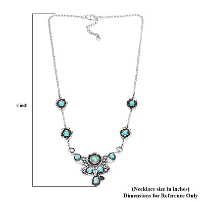 GP Italian Garden Collection Premium Ethiopian Welo Opal and Sleeping Beauty Turquoise Necklace 18 Inches in Sterling Silver 5.20 ctw