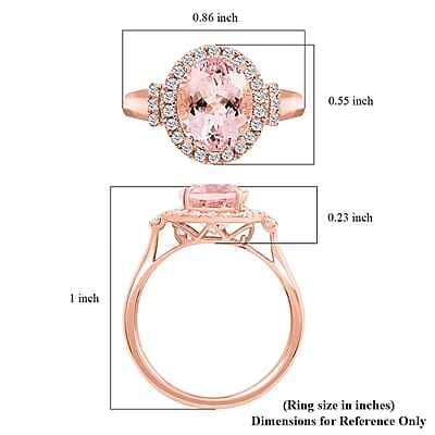 Luxoro 14K Rose Gold AAA Pink Morganite and G-H I2 Diamond Halo Ring (Size 11.0) 2.70 ctw