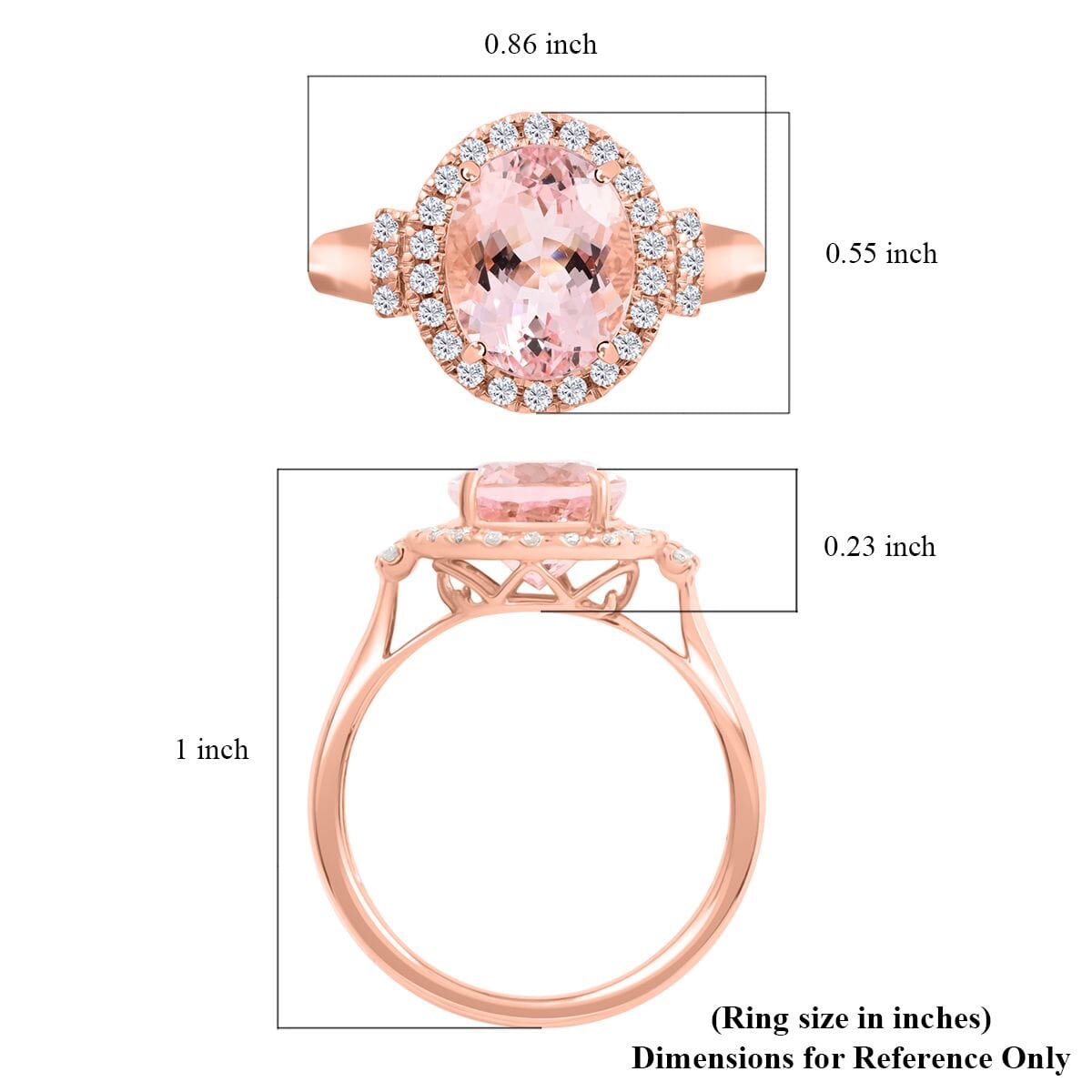 Luxoro 14K Rose Gold AAA Pink Morganite and G-H I2 Diamond Halo Ring (Size 9.5) 2.70 ctw image number 5