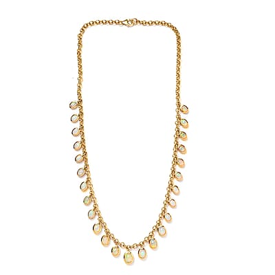 Premium Ethiopian Welo Opal Necklace 18 Inches in Vermeil Yellow Gold Over Sterling Silver 10.00 ctw