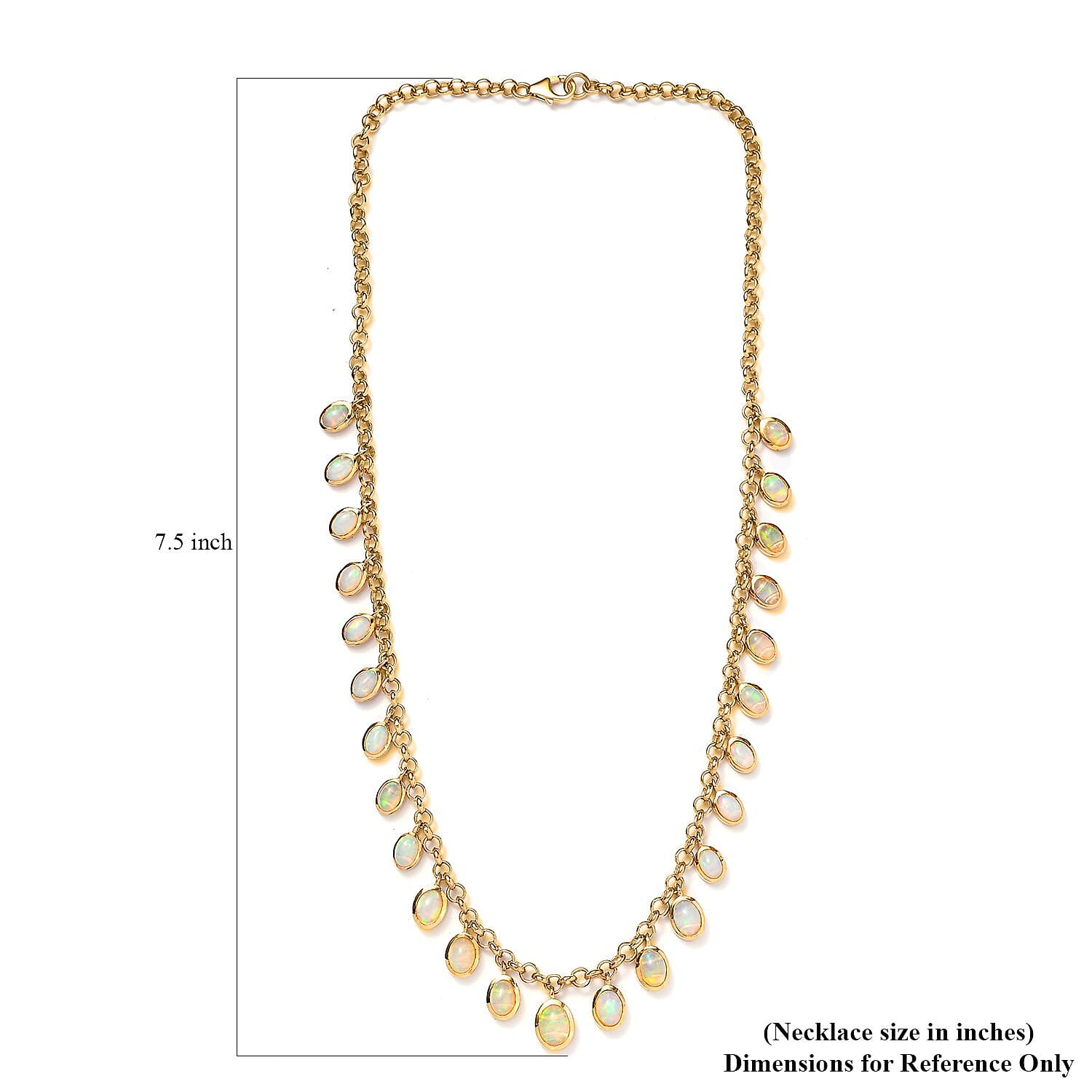Premium Ethiopian Welo Opal Necklace 18 Inches in Vermeil Yellow Gold Over Sterling Silver 10.00 ctw