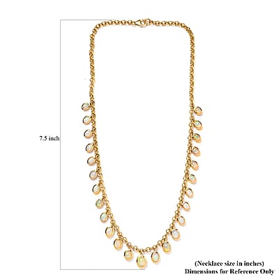 Premium Ethiopian Welo Opal Necklace 18 Inches in Vermeil Yellow Gold Over Sterling Silver 10.00 ctw