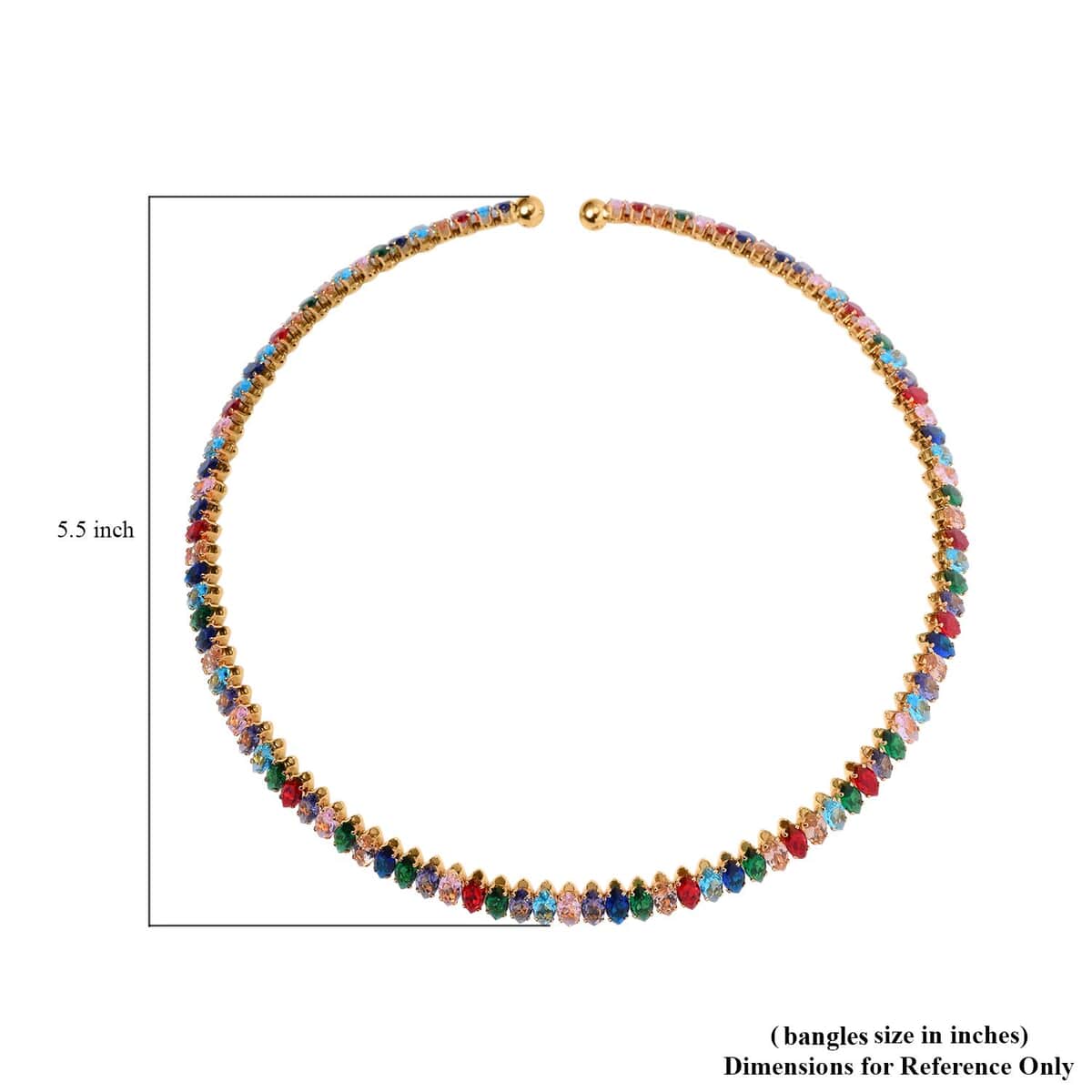 Simulated Multi Color Diamond Choker Necklace 15-16 Inches in Goldtone 25.00 ctw image number 4