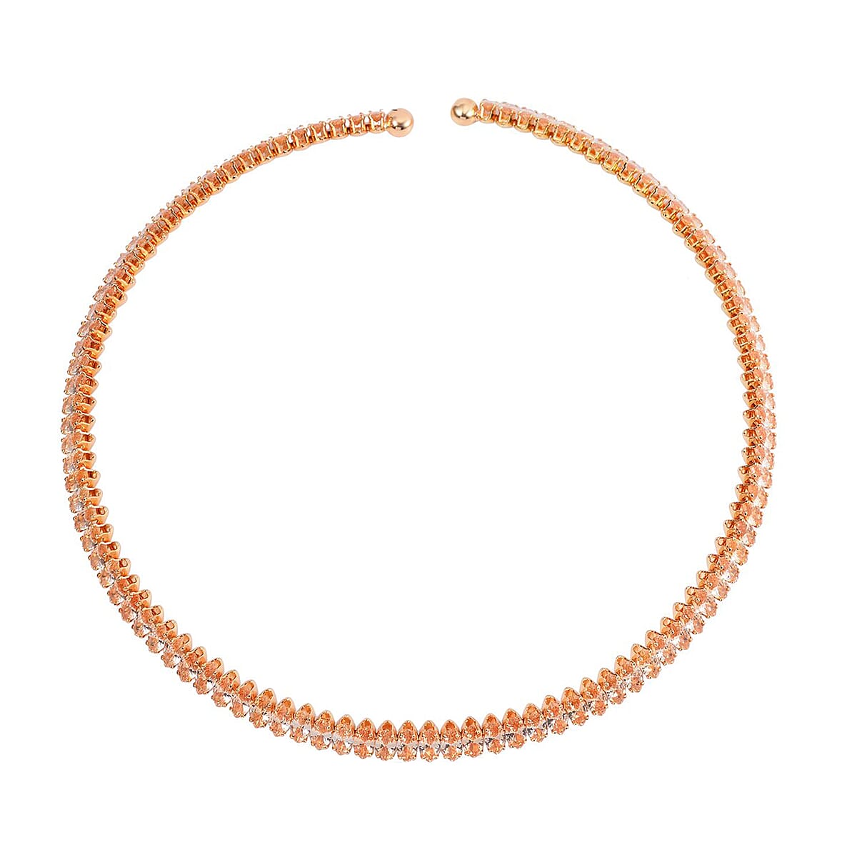 Simulated Champagne Diamond Choker Necklace 15-16 Inches in Goldtone 35.00 ctw image number 0
