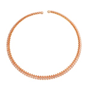 Simulated Champagne Diamond Choker Necklace 15-16 Inches in Goldtone 35.00 ctw