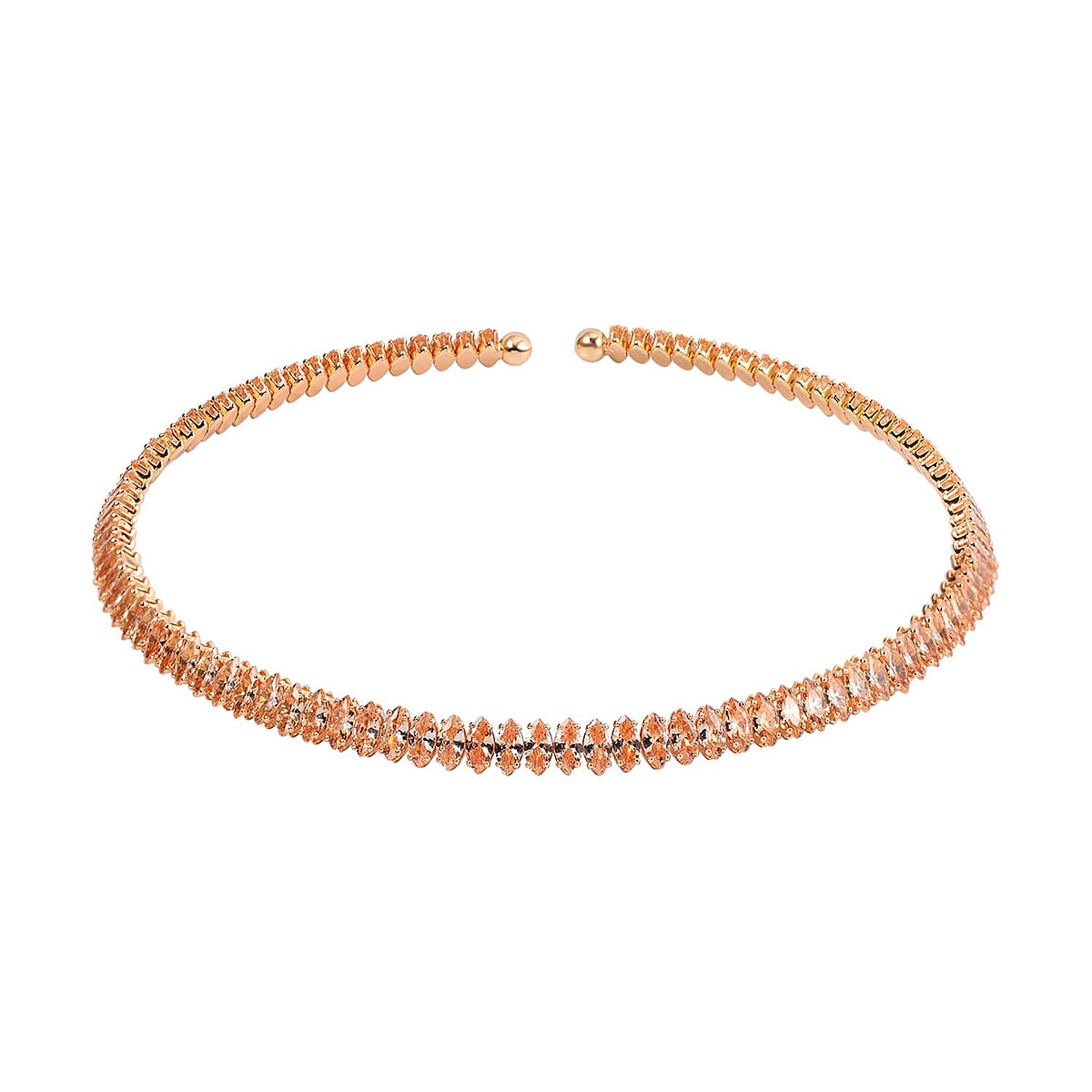 Simulated Champagne Diamond Choker Necklace 15-16 Inches in Goldtone 35.00 ctw image number 2