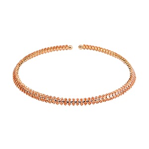 Simulated Champagne Diamond Choker Necklace 15-16 Inches in Goldtone 35.00 ctw