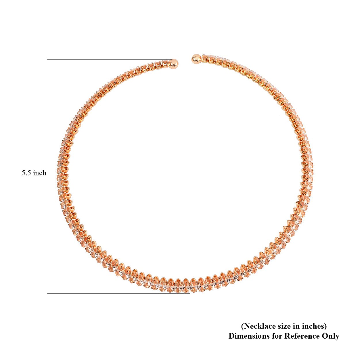 Simulated Champagne Diamond Choker Necklace 15-16 Inches in Goldtone 35.00 ctw image number 4