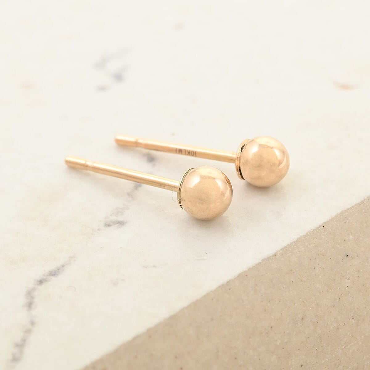 10K Yellow Gold 3mm Ball Stud Earrings image number 1