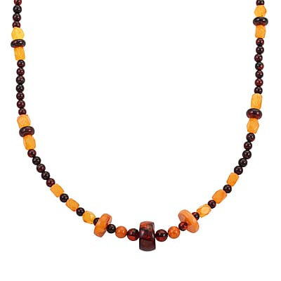 Multi Color Amber Beads Necklace 22 Inches in Sterling Silver