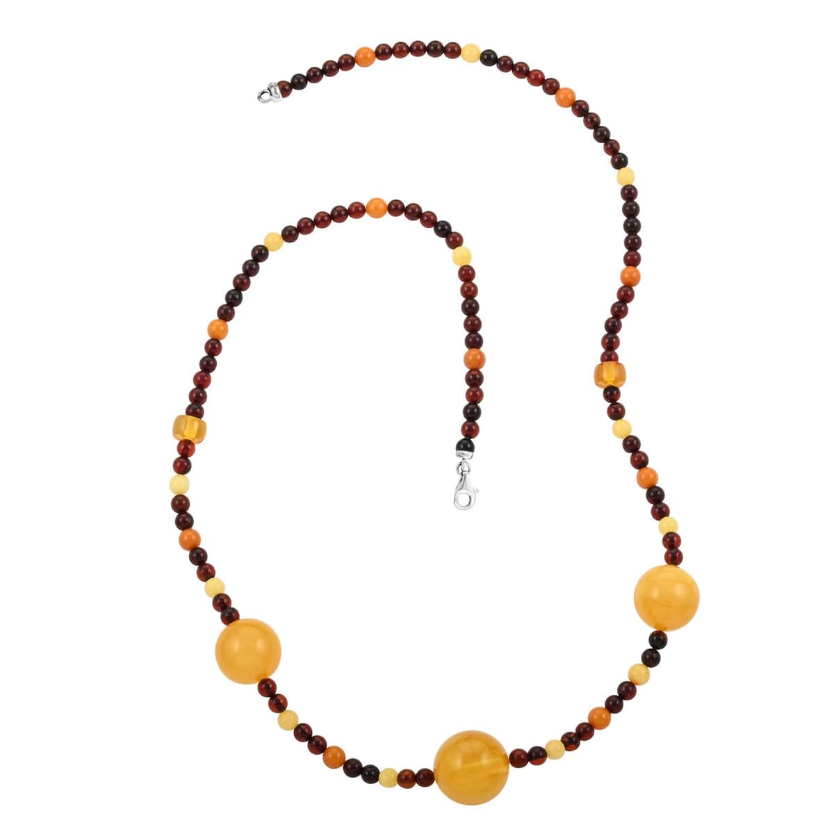 Multi Color Amber Necklace (25 Inches) in Sterling Silver image number 0