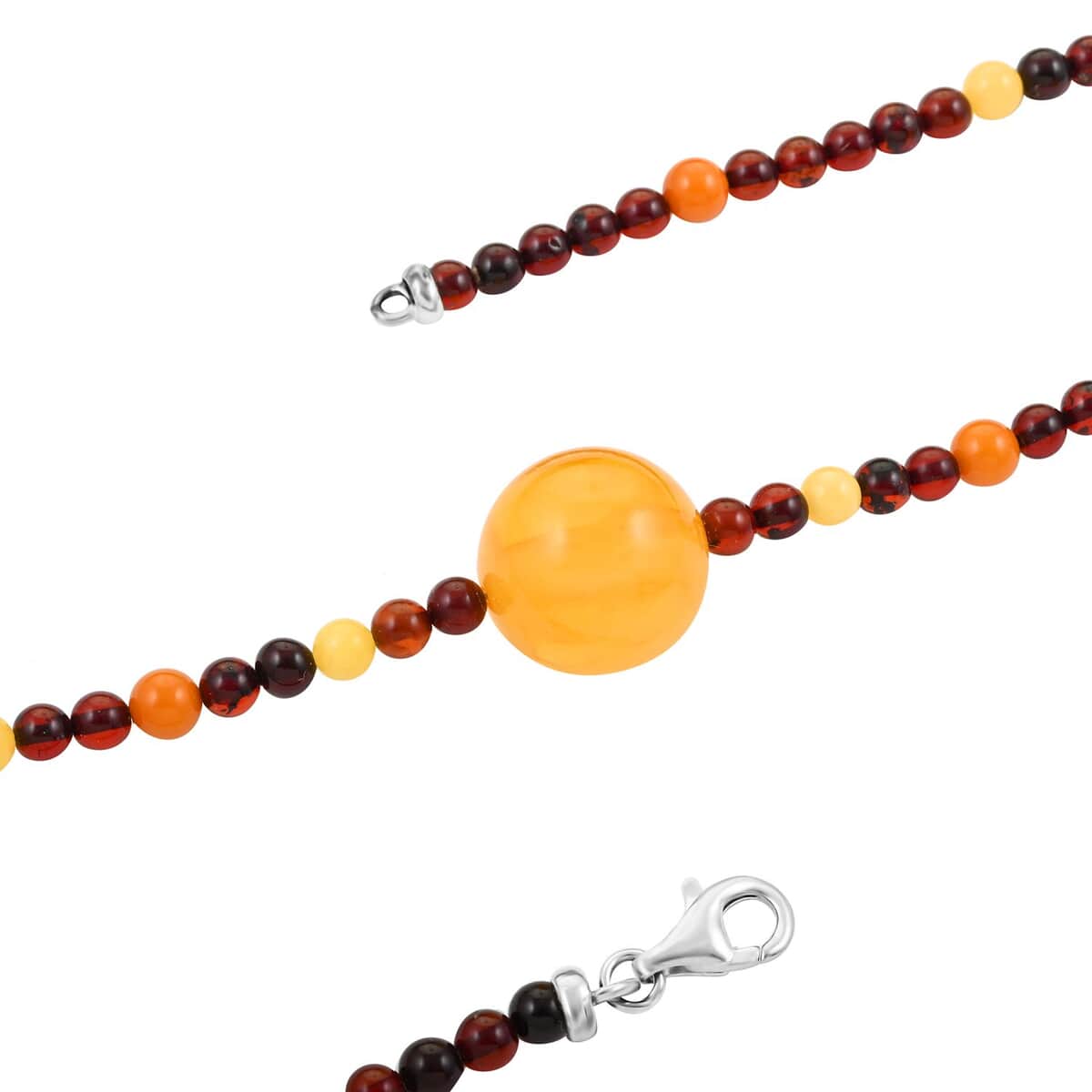 Multi Color Amber Necklace (25 Inches) in Sterling Silver image number 3