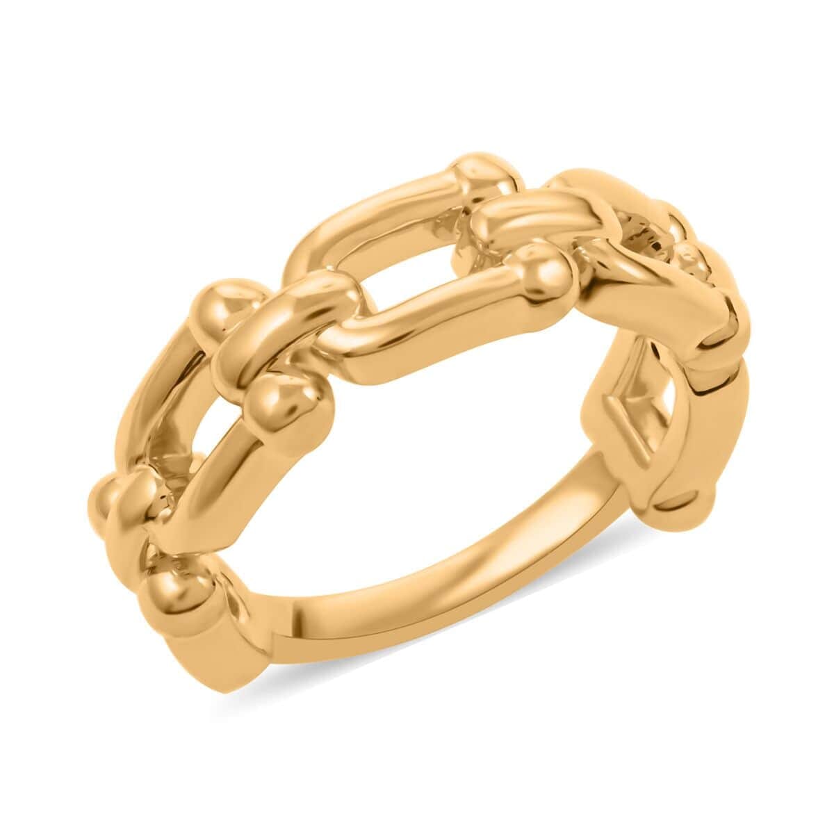 18K Yellow Gold U Link Chain Ring image number 0