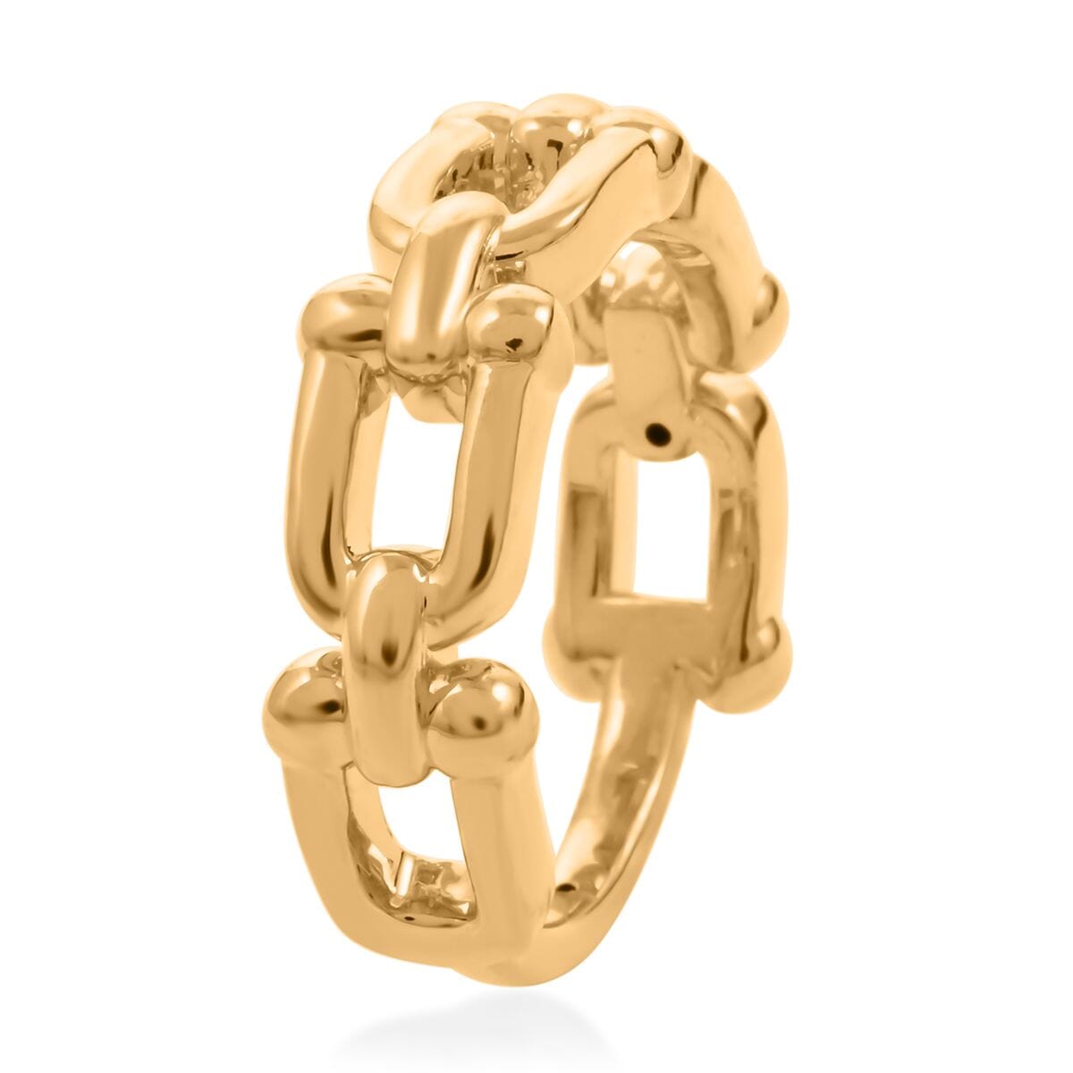 18K Yellow Gold U Link Chain Ring image number 3