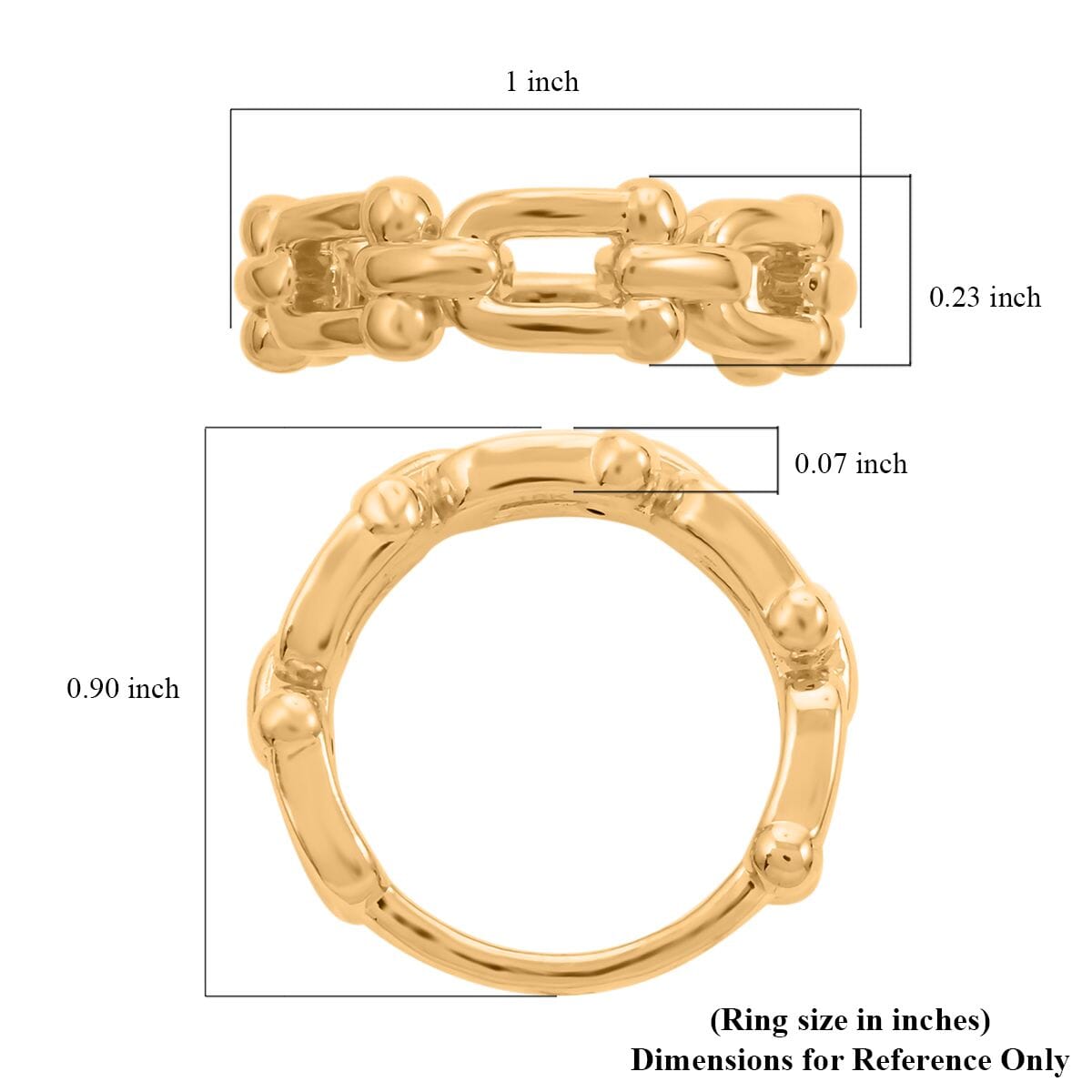 18K Yellow Gold U Link Chain Ring image number 4