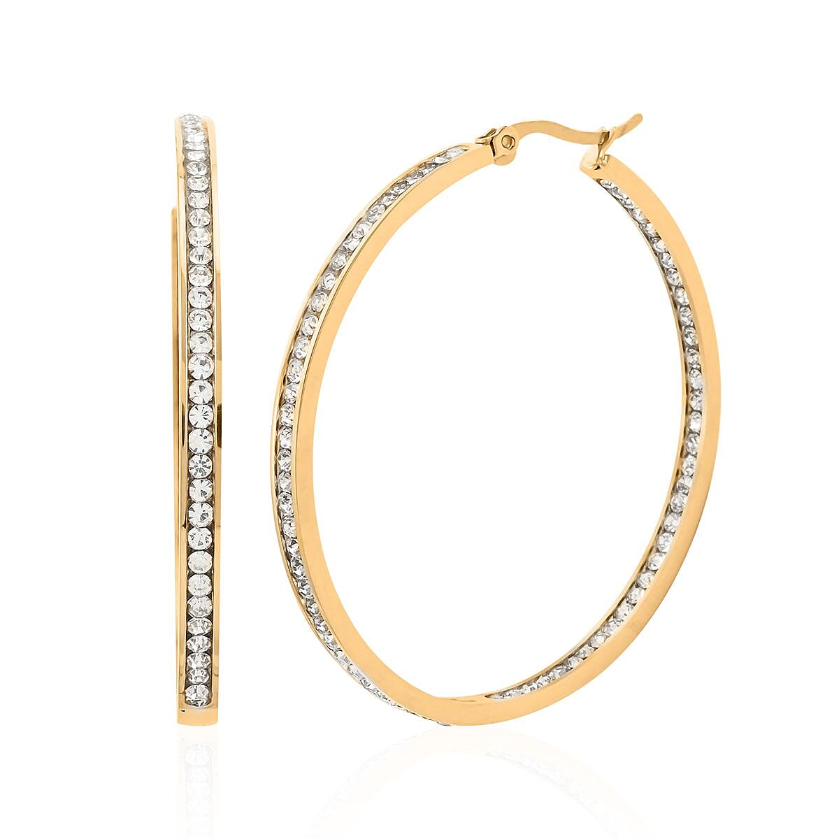 Austrian Crystal Earrings in ION Plated Yellow Gold Stainless Steel image number 0