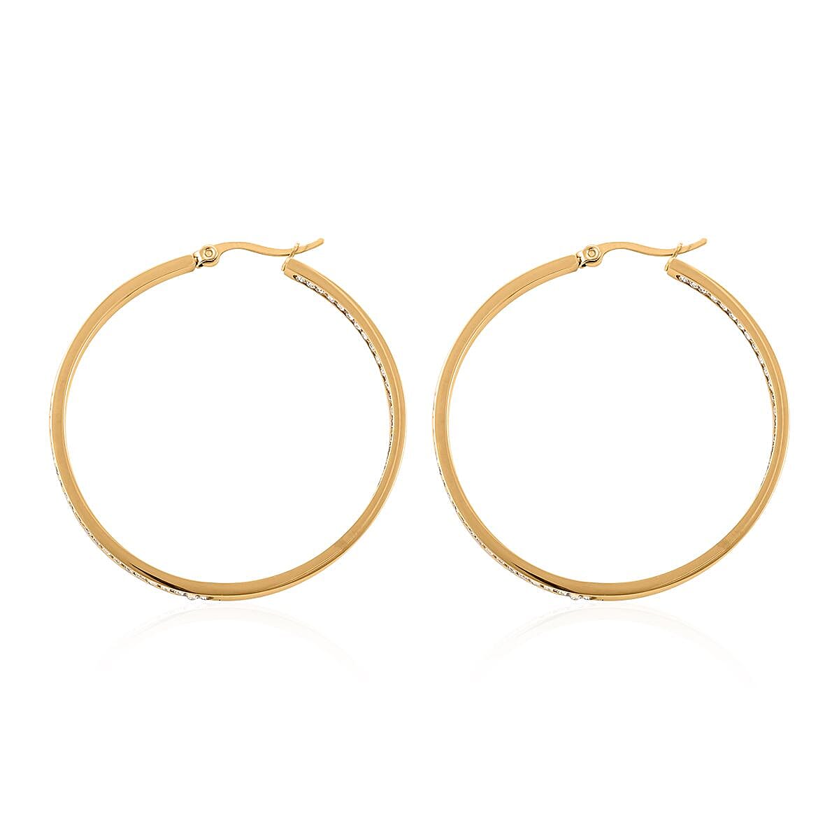 Austrian Crystal Earrings in ION Plated Yellow Gold Stainless Steel image number 3