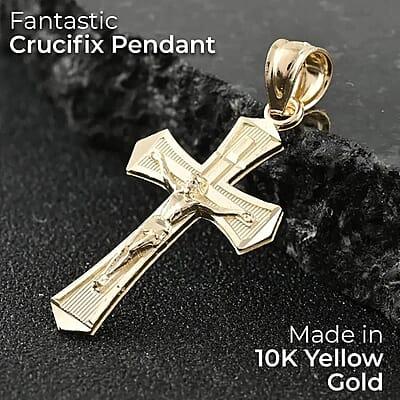Crucifix Pendant, Cross Pendant, 10K Yellow Gold Pendant, Gold Jewelry, Gold Cross Pendant 0.70 Grams