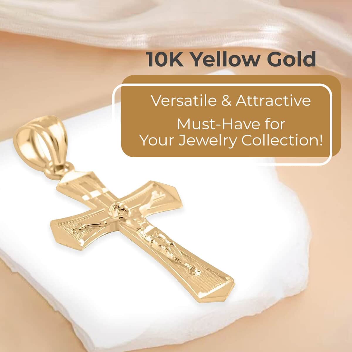 Crucifix Pendant, Cross Pendant, 10K Yellow Gold Pendant, Gold Jewelry, Gold Cross Pendant 0.70 Grams image number 3