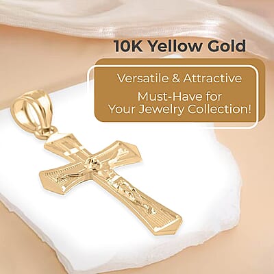 Crucifix Pendant, Cross Pendant, 10K Yellow Gold Pendant, Gold Jewelry, Gold Cross Pendant 0.70 Grams