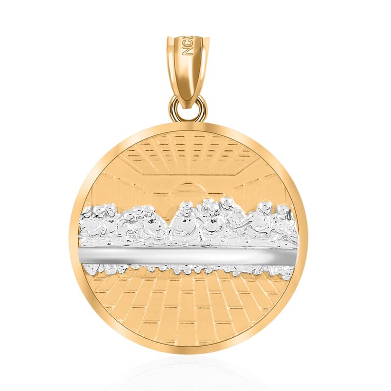 10K Yellow and White Gold Diamond-cut The Last Supper Pendant 1.1 Grams