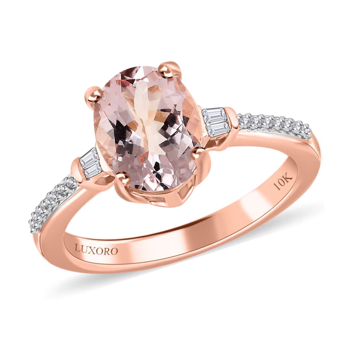 Luxoro 10K Rose Gold Premium Pink Morganite and Diamond Ring 1.75 ctw image number 0