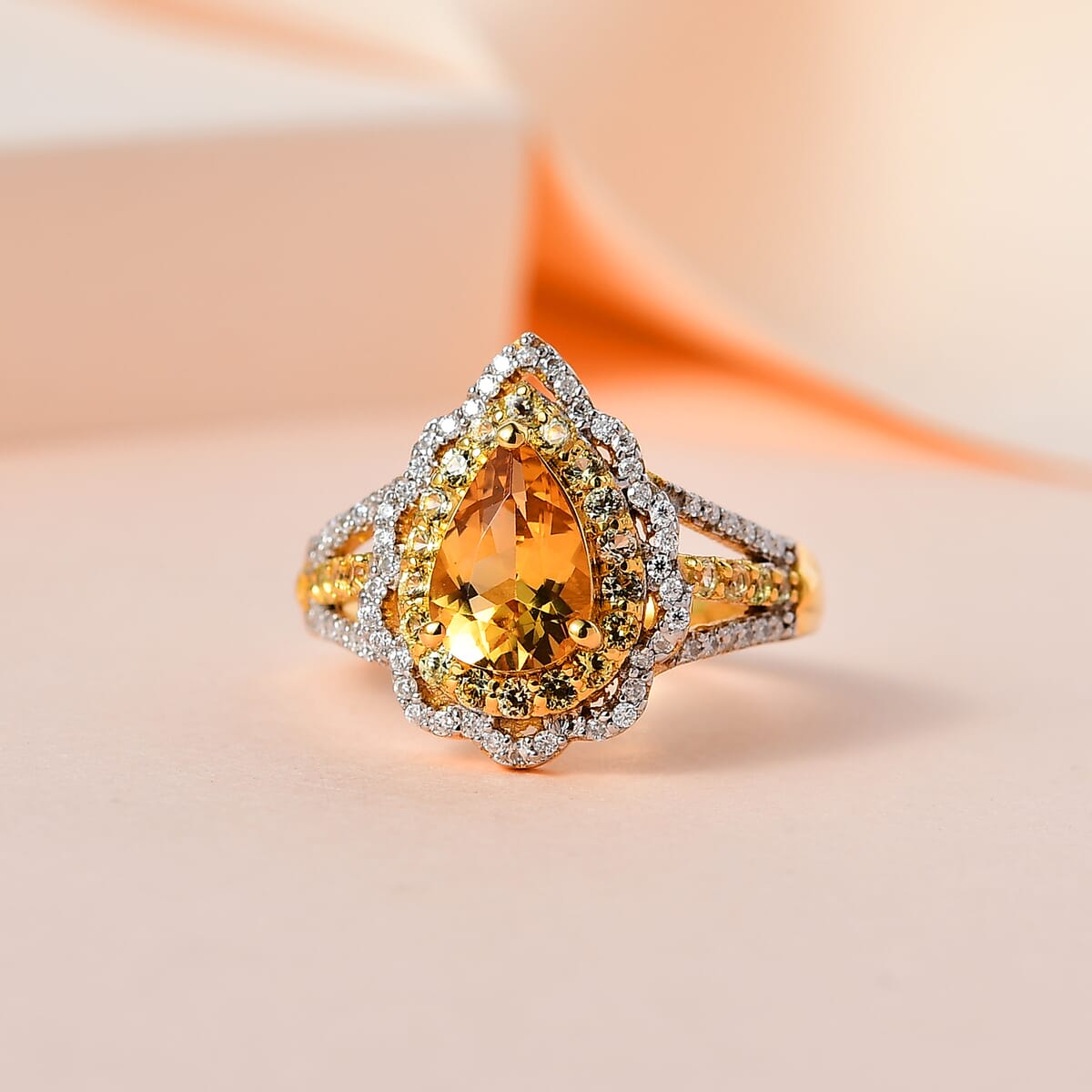 Premium Brazilian Heliodor and Multi Gemstone Ring in Vermeil Yellow Gold Over Sterling Silver 1.75 ctw image number 1