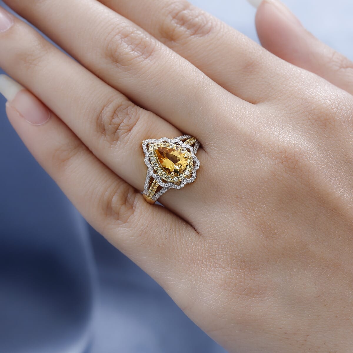 Premium Brazilian Heliodor and Multi Gemstone Ring in Vermeil Yellow Gold Over Sterling Silver 1.75 ctw image number 2