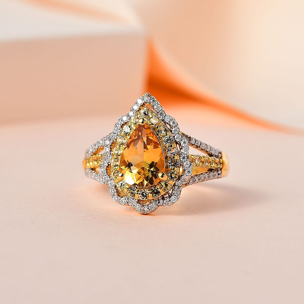 Premium Brazilian Heliodor and Multi Gemstone Ring in Vermeil Yellow Gold Over Sterling Silver (Size 7.0) 1.75 ctw image number 1