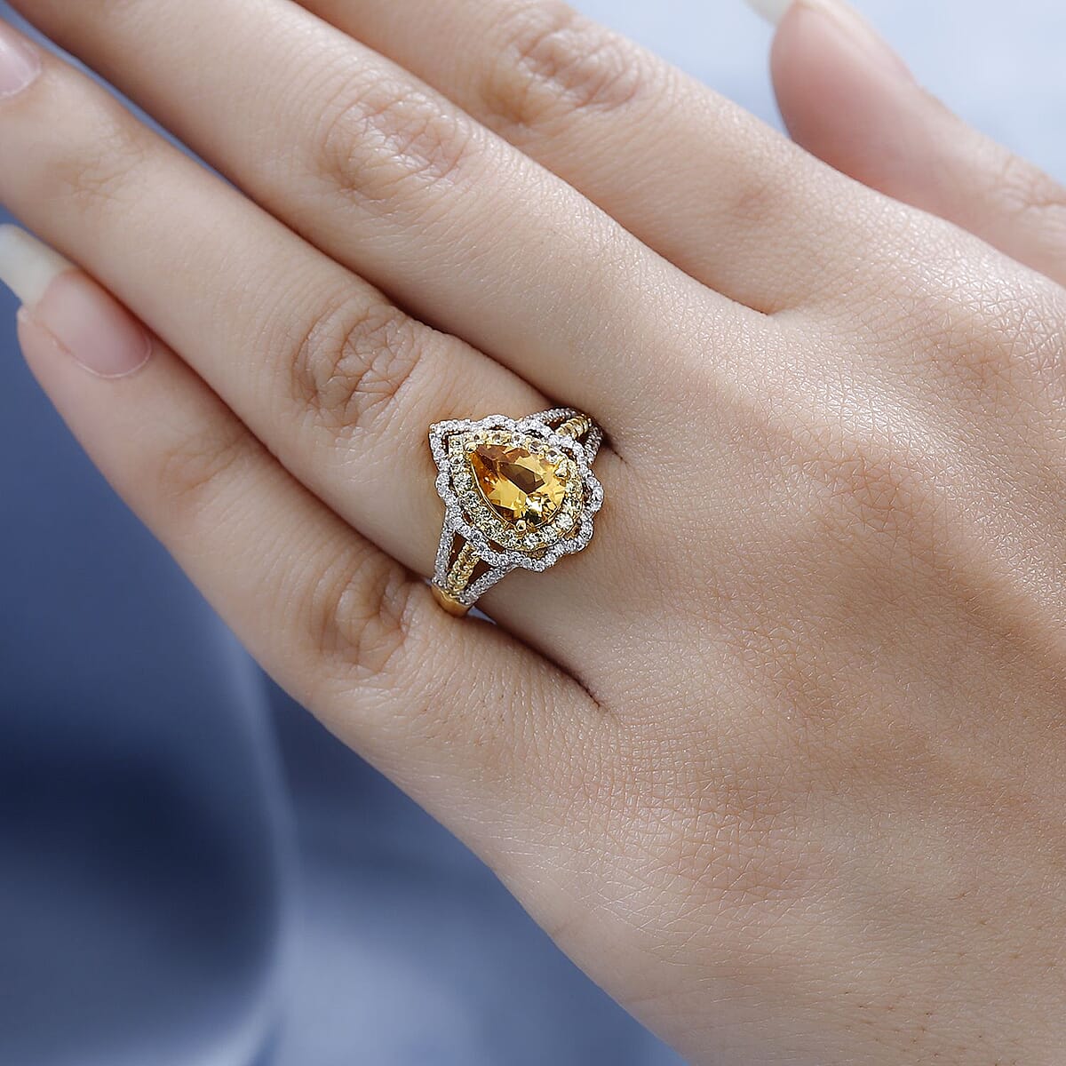 Premium Brazilian Heliodor and Multi Gemstone Ring in Vermeil Yellow Gold Over Sterling Silver (Size 7.0) 1.75 ctw image number 2