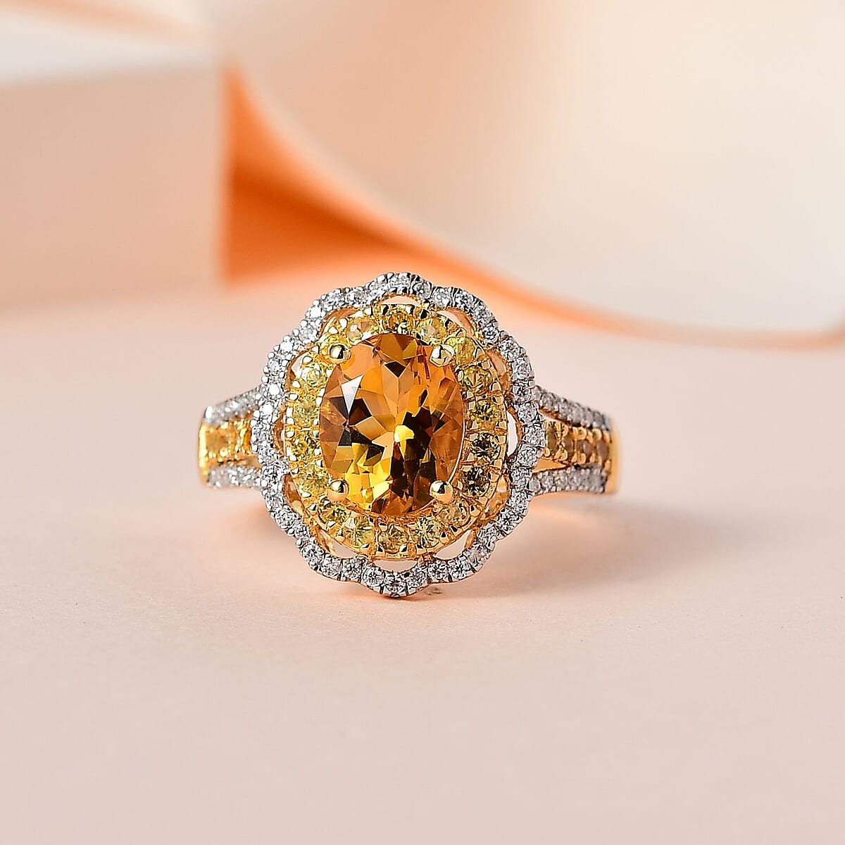 Premium Brazilian Heliodor and Multi Gemstone Ring in Vermeil Yellow Gold Over Sterling Silver (Size 6.0) 2.35 ctw image number 1