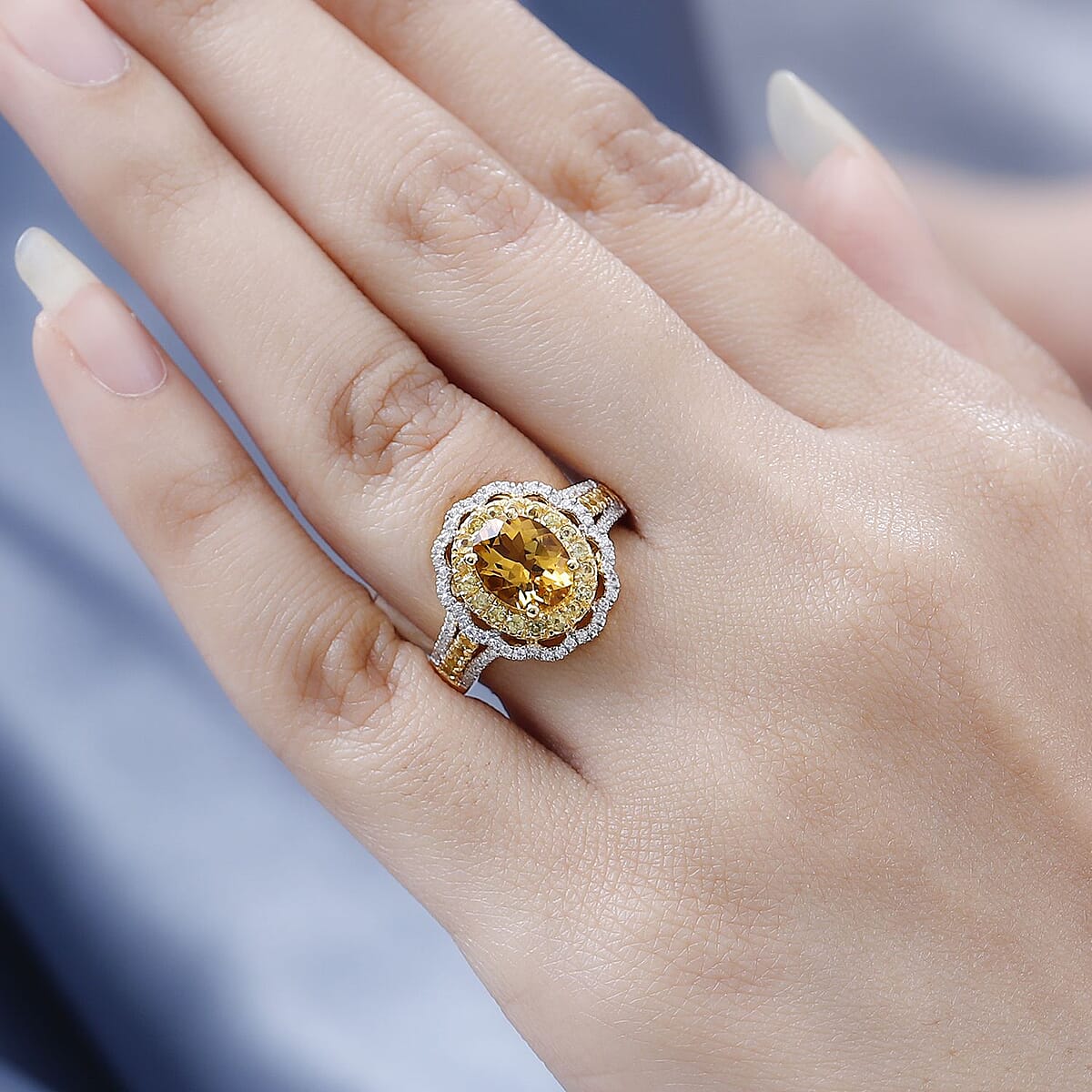 Premium Brazilian Heliodor and Multi Gemstone Ring in Vermeil Yellow Gold Over Sterling Silver (Size 6.0) 2.35 ctw image number 2