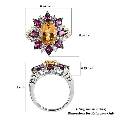 Premium Brazilian Heliodor and Multi Gemstone Floral Ring in Vermeil Yellow Gold and Platinum Over Sterling Silver (Size 10.0) 4.70 ctw