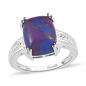 D'Joy Mojave Purple Turquoise Solitaire Ring in Sterling Silver (Size 10.0) 4.25 ctw