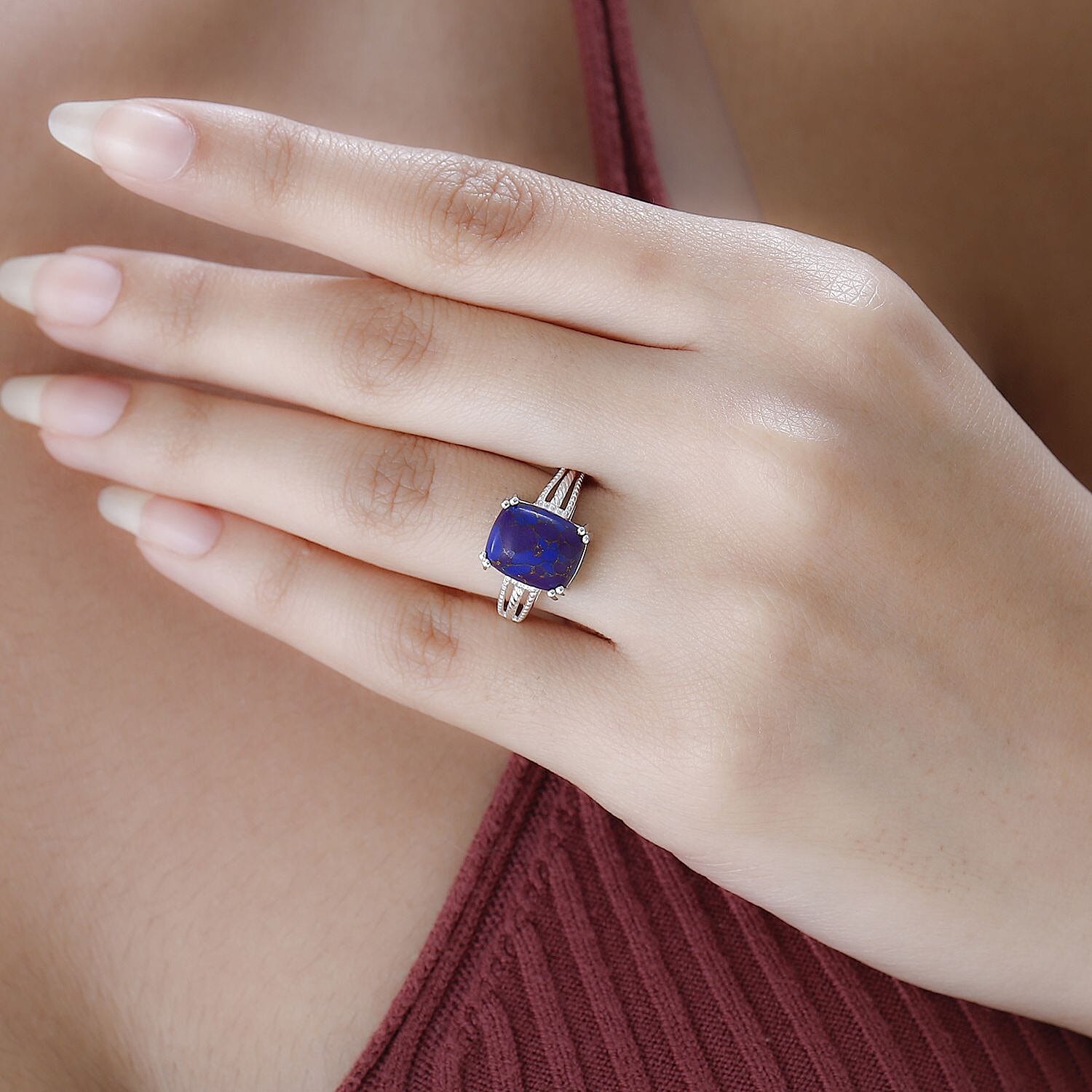 D'Joy Mojave Purple Turquoise 4.25 ctw Solitaire Ring in Sterling Silver (Size 11.0) 