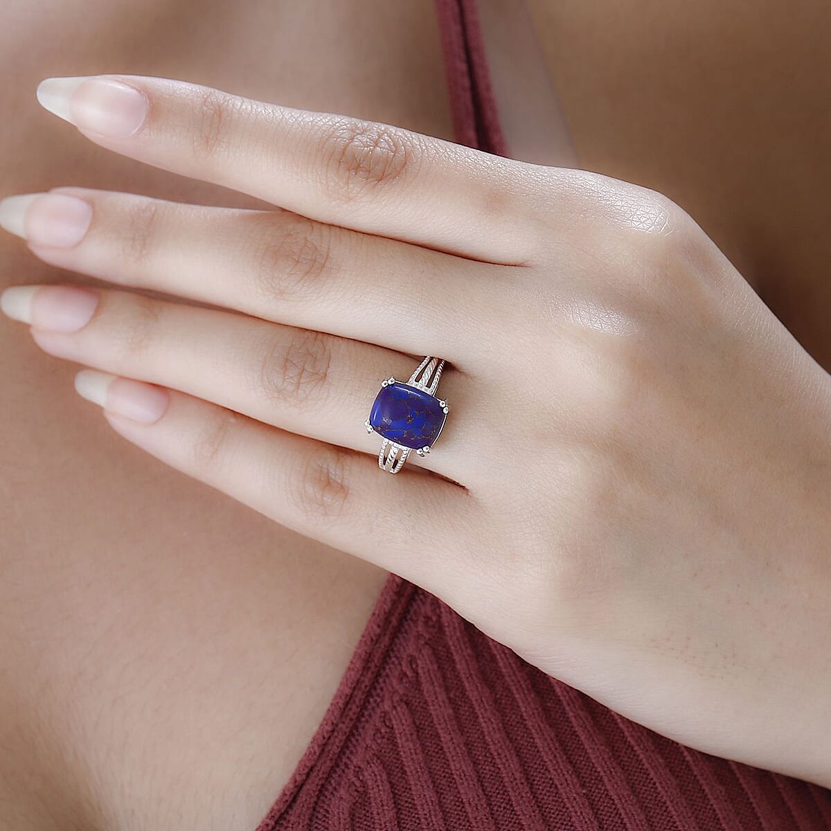 D'Joy Mojave Purple Turquoise 4.25 ctw Solitaire Ring in Sterling Silver (Size 11.0)  image number 1